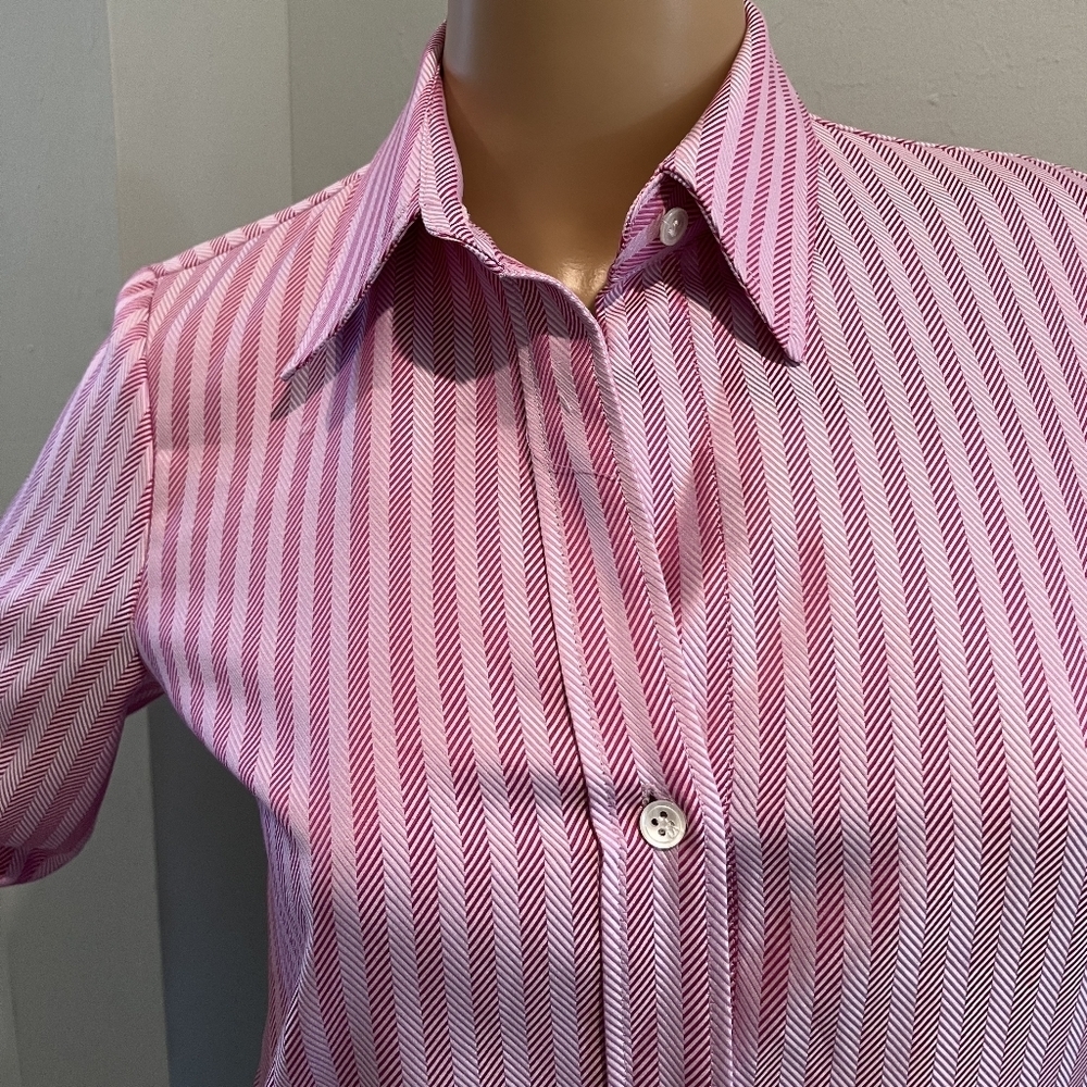 Theory 5 Button Front Herringbone Weave "Ivy" Blouse in Size Petite. NWT - Picture 2 of 16